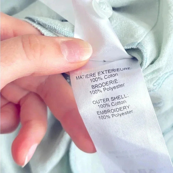 NWT See By Chloé Embroidered Puff Sleeve Mini Dress Autumnal Mint Blue Size 10 - Picture 13 of 13